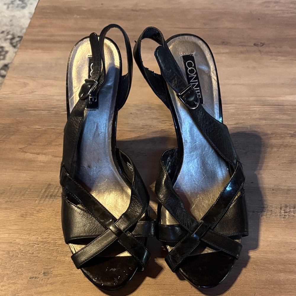 Connie Black Strappy Heels